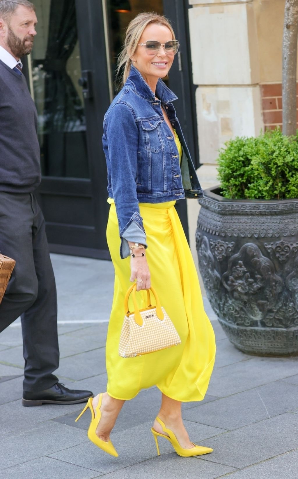 AMANDA HOLDEN STUNS IN YELLOW SATIN ENSEMBLE IN LONDON05